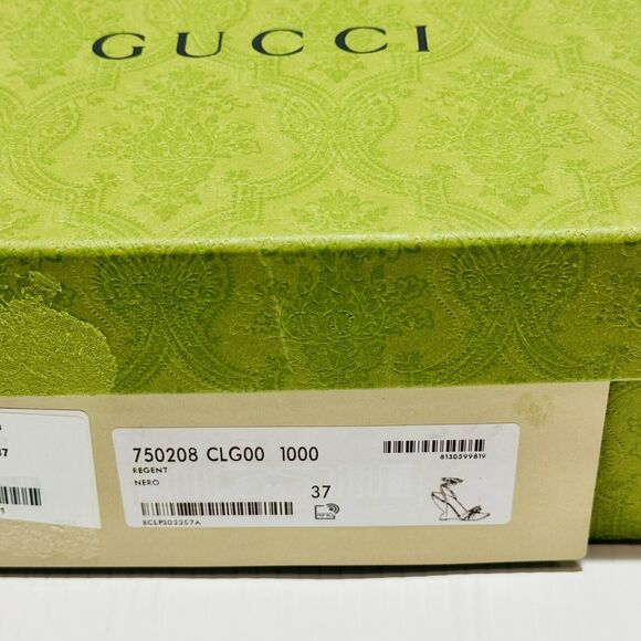 Gucci 37/ US 7 Two-Toned Dora Embellished Crystal Wedge Black Sandals NIB $1,250 - Picture 11 of 12